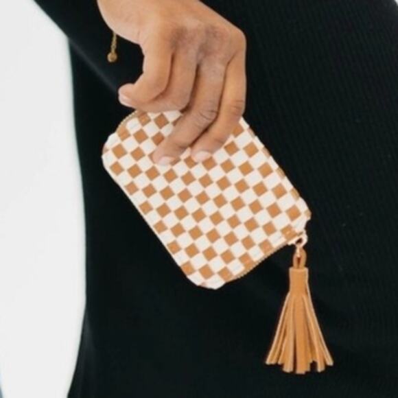 Wynona Woven Wallet Check Brown Cream - Picture 1 of 3